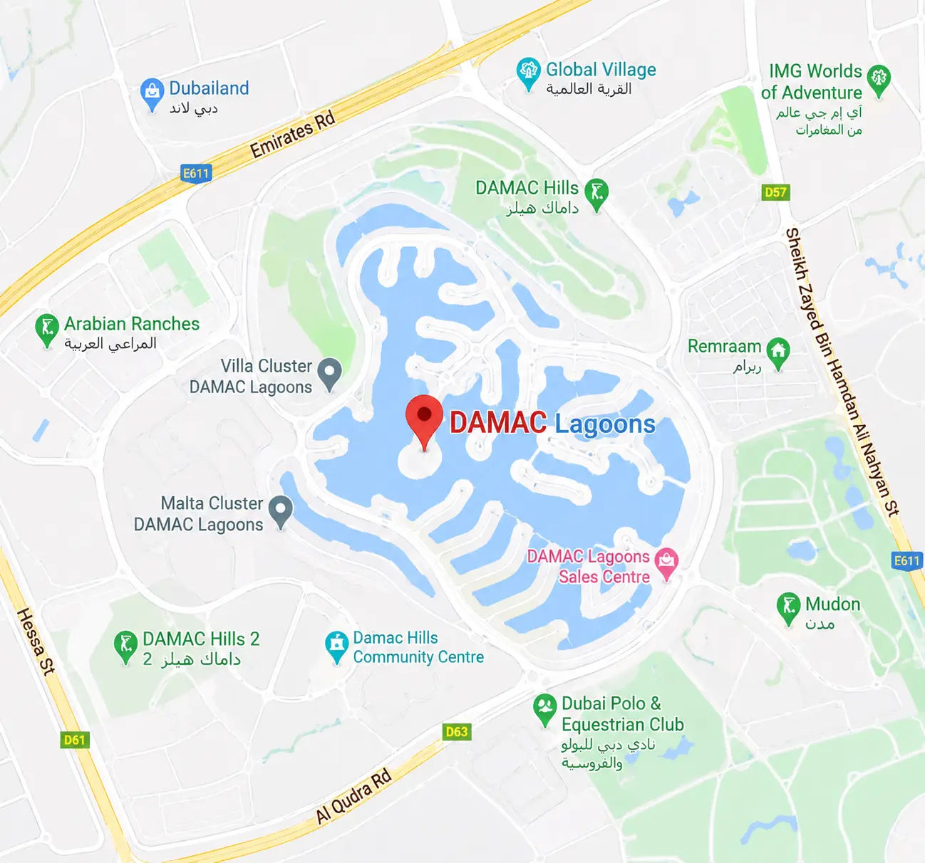 DAMAC Lagoons Map