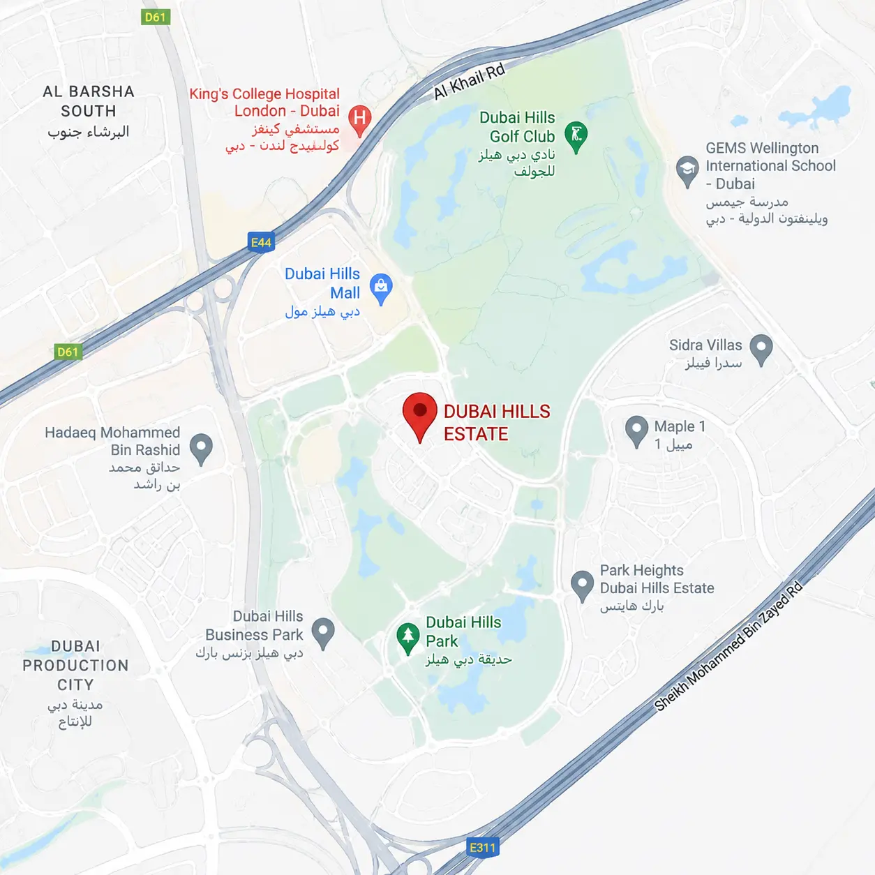 Dubai Hills Estate Map