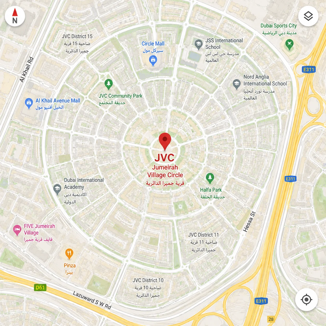 Jumeirah Village Circle Map