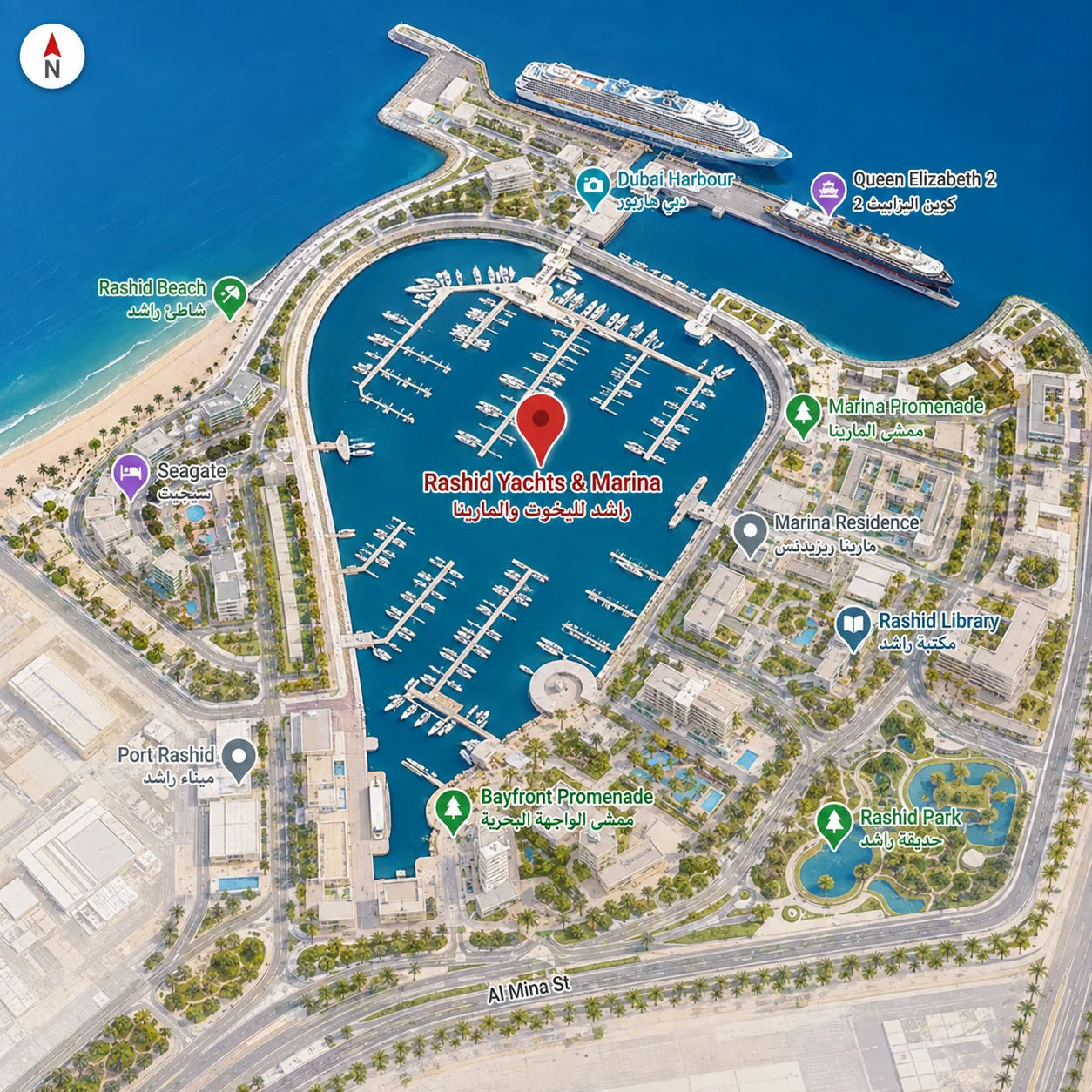 Rashid Yachts & Marina Map