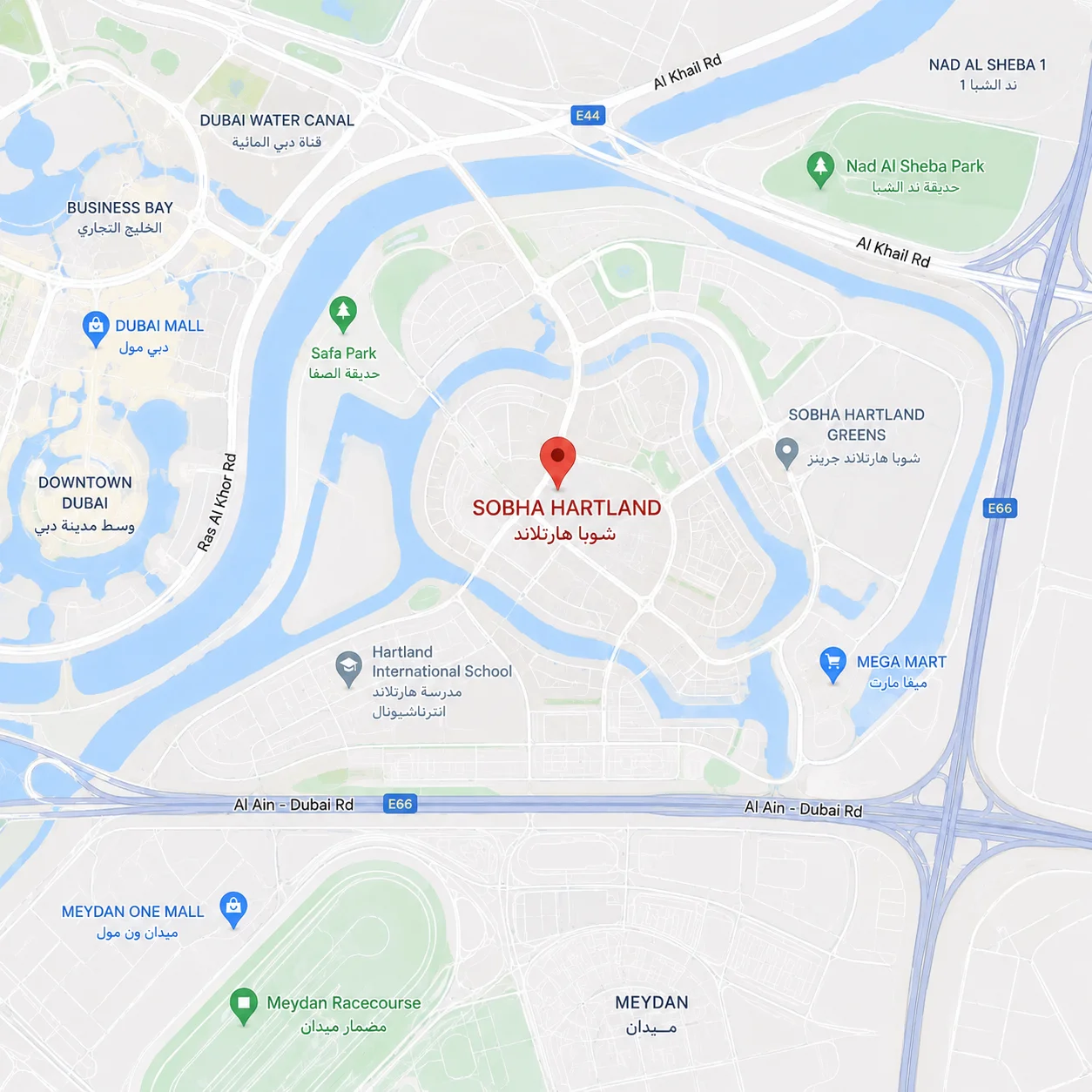 Sobha Hartland Dubai Map
